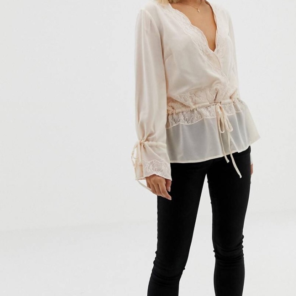 Sheer pink lace shirt